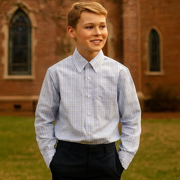 B by Brooks Brothers Boys Plaid Button-Down Shirt – Size 14R NWT - Picture 1 of 9